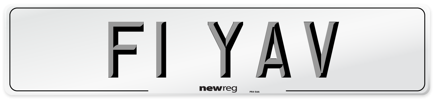 F1 YAV Number Plate from New Reg